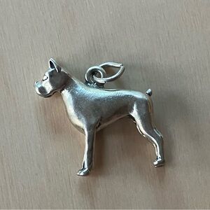 Silver Boxer Dog Charm Pendant